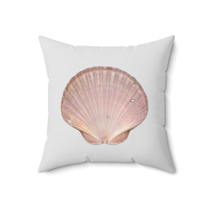 Throw Pillow | Scallop Shell Magenta | Silver | Back | 18x18 Oceancore Seacore Naturecore