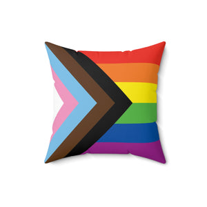 Throw Pillow | Progress Pride Flag | Rainbow | Front | 16x16