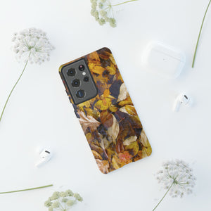iPhone Samsung Galaxy Google Pixel Tough Phone Case | Floating Autumn Fall Leaves | Red Yellow