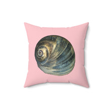 Load image into Gallery viewer, Throw Pillow | Moon Snail Shell Blue | Pink | Front | 16x16 Oceancore Seacore Naturecore
