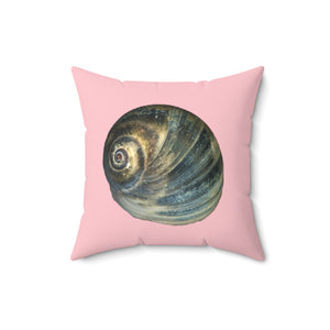 Throw Pillow | Moon Snail Shell Blue | Pink | Front | 16x16 Oceancore Seacore Naturecore