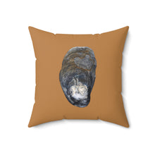 Load image into Gallery viewer, Throw Pillow | Oyster Shell Blue | Camel Brown | Front | 18x18 Oceancore Seacore Naturecore
