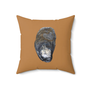 Throw Pillow | Oyster Shell Blue | Camel Brown | Front | 18x18 Oceancore Seacore Naturecore