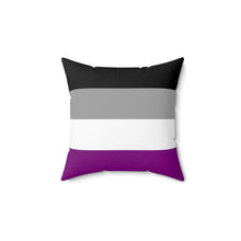 Load image into Gallery viewer, Asexual Pride Flag | Square Throw Pillow | Black Grey White Purple
