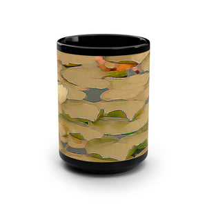 Water Lilies | Ceramic Mug | 15oz | Black | Green