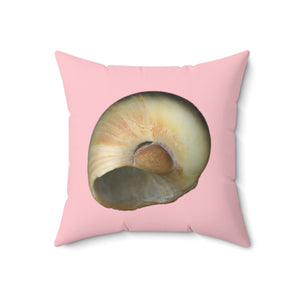 Moon Snail Shell Blue | Square Throw Pillow | Pink