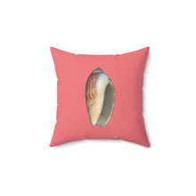 Load image into Gallery viewer, Throw Pillow | Olive Snail Shell Brown | Salmon | Back | 14x14 Oceancore Seacore Naturecore
