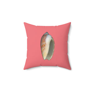 Throw Pillow | Olive Snail Shell Brown | Salmon | Back | 14x14 Oceancore Seacore Naturecore