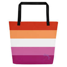 Load image into Gallery viewer, Lesbian Pride Flag 5 Stripes | Tote Bag | Large | Orange White Pink
