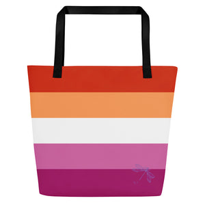Tote Bag | Lesbian Pride Flag 5 Stripes | Large | Orange White Pink