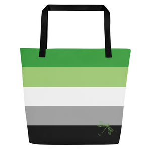 Tote Bag | Aromantic Pride Flag | Large | Green White Grey Black