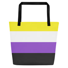 Load image into Gallery viewer, Tote Bag | Nonbinary Pride Flag | Large | Yellow White Purple Black
