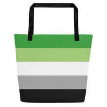 Load image into Gallery viewer, Tote Bag | Aromantic Pride Flag | Large | Green White Grey Black
