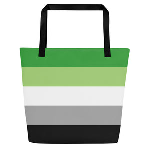 Tote Bag | Aromantic Pride Flag | Large | Green White Grey Black