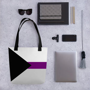 Tote Bag | Demisexual Pride Flag | Small | Black Grey White Purple