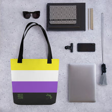 Load image into Gallery viewer, Tote Bag | Nonbinary Pride Flag | Small | Yellow White Purple Black
