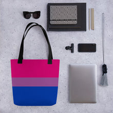 Load image into Gallery viewer, Bisexual Pride Flag | Tote Bag | Small | Magenta Lavender Royal Blue
