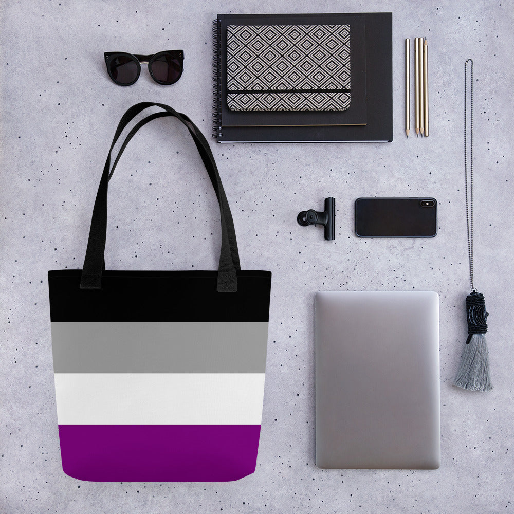 Tote Bag | Asexual Pride Flag | Small | Black Grey White Purple