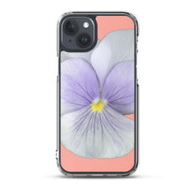 Load image into Gallery viewer, iPhone Case | Pansy Viola Flower Lavender | Flamingo Pink Background
