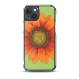 iPhone Case | Gazania Flower Orange | Pistachio Green Background