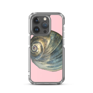 iPhone Case | Moon Snail Shell Blue Apical | Pink Background