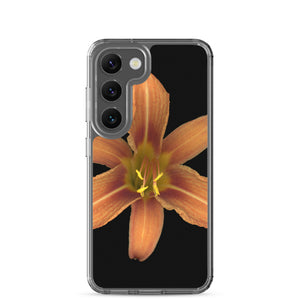 Samsung Phone Case | Orange Daylily Flower | Black Background