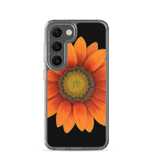 Samsung Phone Case | Gazania Flower Orange | Black Background