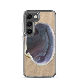 Samsung Phone Case | Quahog Clam Shell Purple Right Interior | Sand Background