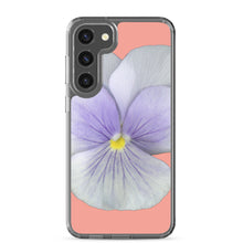 Load image into Gallery viewer, Samsung Phone Case | Pansy Viola Flower Lavender | Flamingo Pink Background
