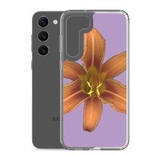 Samsung Phone Case | Orange Daylily Flower | Lavender Background