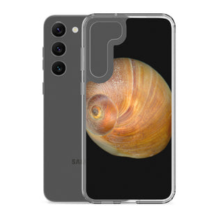Samsung Phone Case | Moon Snail Shell Shark's Eye Apical | Black Background