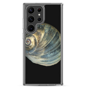 Samsung Phone Case | Moon Snail Shell Blue Apical | Black Background