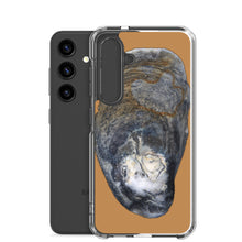 Load image into Gallery viewer, Samsung Phone Case | Oyster Shell Blue Right Exterior | Camel Brown Background

