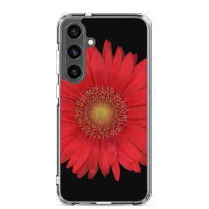 Samsung Phone Case | Gerbera Daisy Flower Red | Black Background