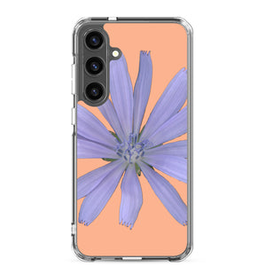 Samsung Phone Case | Chicory Flower Blue | Peach Background