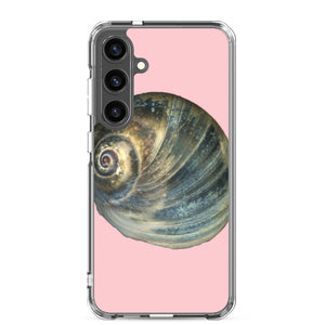 Samsung Phone Case | Moon Snail Shell Blue Apical | Pink Background