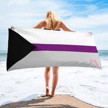 Load image into Gallery viewer, Beach Towel | Demisexual Pride Flag | Black Grey White Purple
