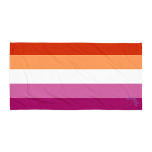 Beach Towel | Lesbian Pride Flag 5 Stripes | Orange White Pink
