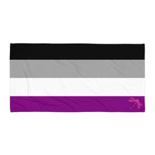 Load image into Gallery viewer, Beach Towel | Asexual Pride Flag | Black Grey White Purple

