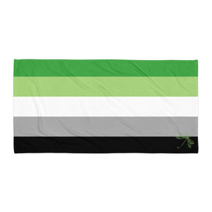 Beach Towel | Aromantic Pride Flag | Green White Grey Black