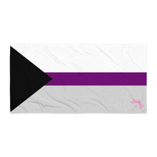 Load image into Gallery viewer, Beach Towel | Demisexual Pride Flag | Black Grey White Purple
