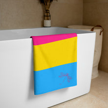 Load image into Gallery viewer, Beach Towel | Pansexual Pride Flag | Blue Yellow Pink
