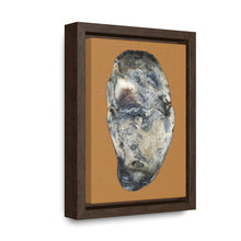 Load image into Gallery viewer, Oyster Shell Blue Right Interior | Framed Canvas | Camel Brown Background
