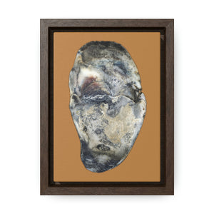 Oyster Shell Blue Right Interior | Framed Canvas | Camel Brown Background