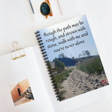Load image into Gallery viewer, Though the path may be rough... | Inspirational Motivational Quote Spiral Notebook | Ruled Line | Summer Beach Sand Dune Sky Blue
