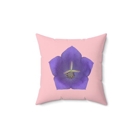 Throw Pillow | Balloon Flower Blue | Pink | 14x14 Bloomcore Cottagecore Gardencore Fairycore