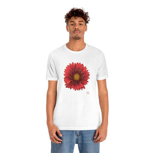 Blanket Flower Gaillardia Red | Unisex Ringspun Short Sleeve T-Shirt