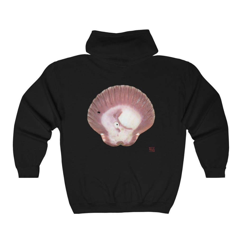 Scallop Shell Magenta Left Exterior | Unisex Heavy Blend™ Full Zip Hooded Sweatshirt