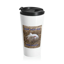 Load image into Gallery viewer, greet each day with wonder | Inspirational Motivational Quote Stainless Steel Travel Mug | 15oz | White | Spring Lamb Straw
