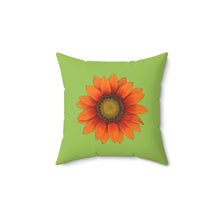 Load image into Gallery viewer, Gazania Flower Orange | Square Throw Pillow | Pistachio Green
